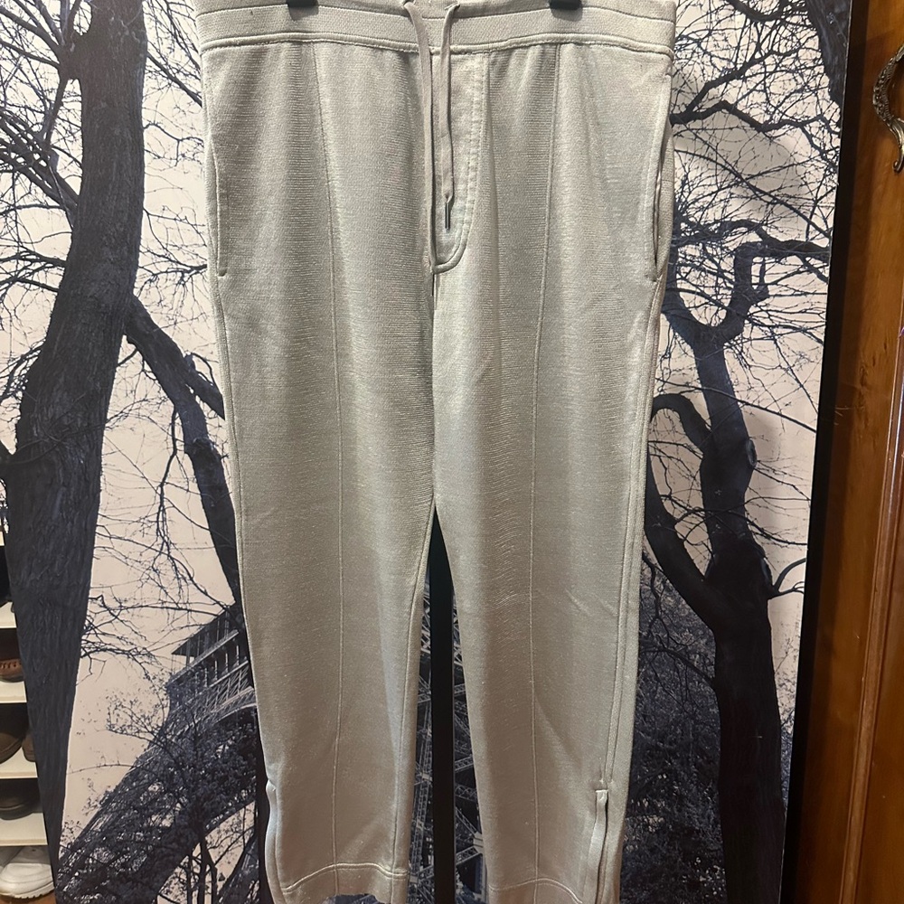 Tom Ford Silver Gloss Knit Drawstring Jogger Pants